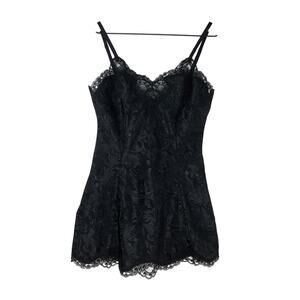VTG Victoria's Secret Gold Label P Black Lace Trim Slip Dress Lingerie 90s y2k